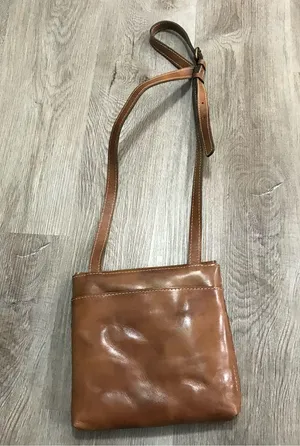 Patricia Nash Italian Leather Brown Old World Map Print Crossbody Bag Purse thumbnail 9