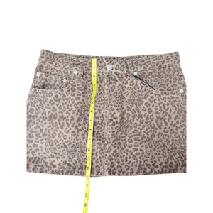 Zara NWT‎ Leopard Print Denim Mini Skirt Brown Tan Animal Print Size M thumbnail 3