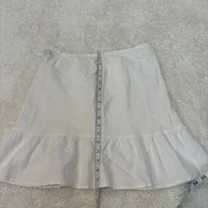 Mossimo Womens Linen Ruffle Hem Mini White Skirt 10 Boho Costal Summer Resort thumbnail 4