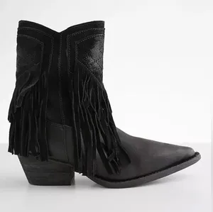 🆕 Free People | Lawless Fringe Western Boot | Black | Size: 8.5 thumbnail 7
