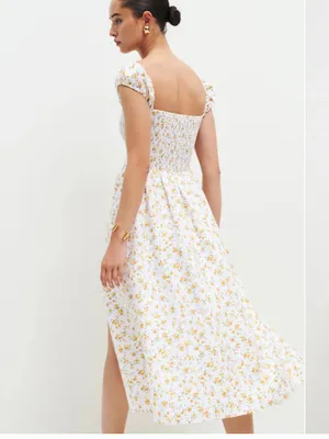 REFORMATION Linen Tavi Dress in floral Adagio Size S - $248. thumbnail 3