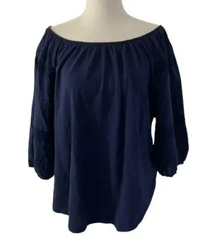 Draper James RSVP Blue Shirt Top Women Size Large | 15-6 thumbnail 1