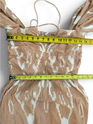 Mirth 100%cotton Rust Tie-Dye Midi Dress with Puff Sleeves size medium thumbnail 13