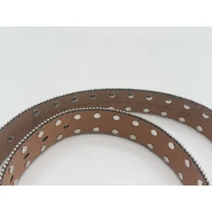 Studded Rhinestone Brown‎ Leather Alligator Western Belt Plus XXL Bling 52” READ thumbnail 2