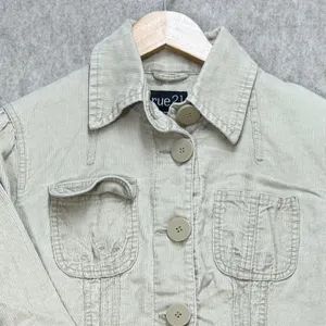 Y2K Rue21 Tan Corduroy Button Front Utility Jacket Womens Large‎ Cotton Academia thumbnail 3