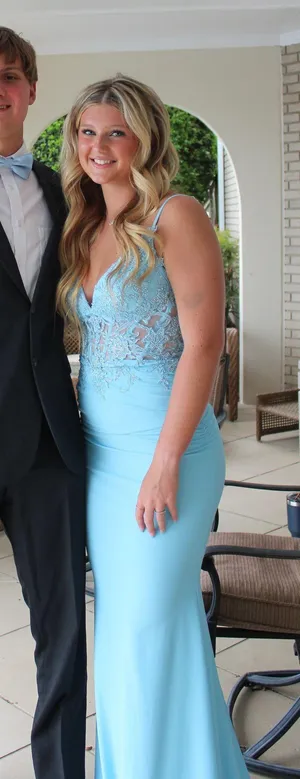 La Femme blue corset prom dress thumbnail 6