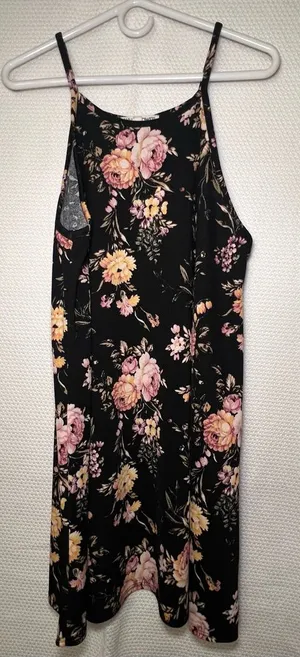 Wallflower Womens Size XXL Black‎ and Floral Pattern Flowy Midi Sleeveless Dress thumbnail 1