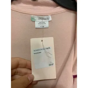 Shimera Pink Modal Button‎ Down Pajama Top Short Sleeve Contrast Piping XL NEW thumbnail 5
