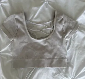 aerie Ribbed Crisscross Back Crop Top - Cream thumbnail 1