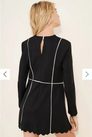 Maeve Square-Neck Scalloped Hem Long-Sleeve Mini Dress thumbnail 2