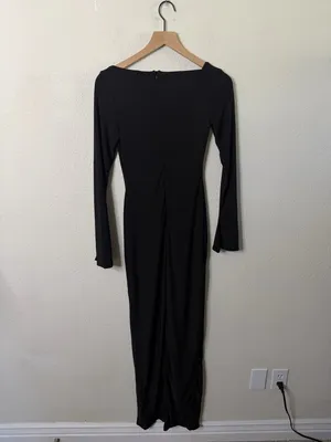 NWT Club L London‎ COSMOS Black Asymmetric Long Sleeve Split Maxi Dress Size 4 thumbnail 10