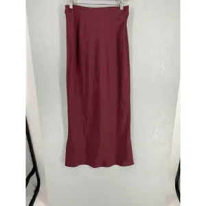Zara Womens Midi Skirt Burgundy Satin Slip Bias Cut Small thumbnail 2