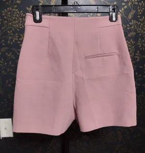 Zara High-Waist Blush Pink Button-Detail Shorts thumbnail 1