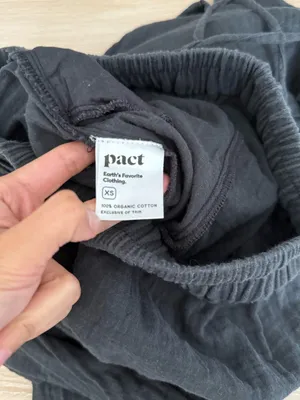 Pact XS Coastal Double Gauze Split Hem Pants Organic Wide Leg Charcoal Lounge thumbnail 4