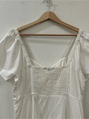Madewell Linen-Cotton Puff-Sleeve Mini Dress in‎ Lighthouse Size 6 thumbnail 10