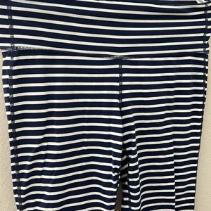 Athleta Navy White Stripe Crop Leggings | Size Medium thumbnail 4