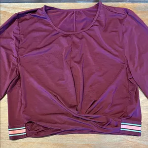 Fabletics‎ Women's Long Sleeve Purple Front Twist Cropped Athletic Top Size XXL thumbnail 3