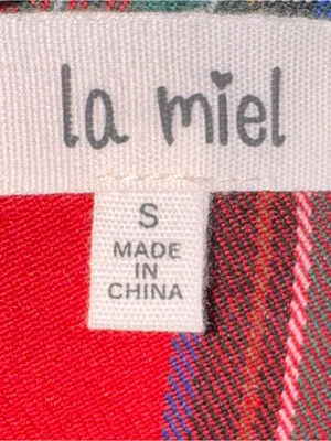 La Miel Plaid Oversized Shirt Red Button Front Long Sleeve Womens Small New thumbnail 7