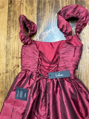 Lulus Poised Passion Wine Red Taffeta Pleated Ruffle Midi Dress Size XS NWT thumbnail 8
