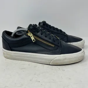 Vans Black Leather Side Zip Low Sneakers Womens 7.5 Mens 6 thumbnail 4