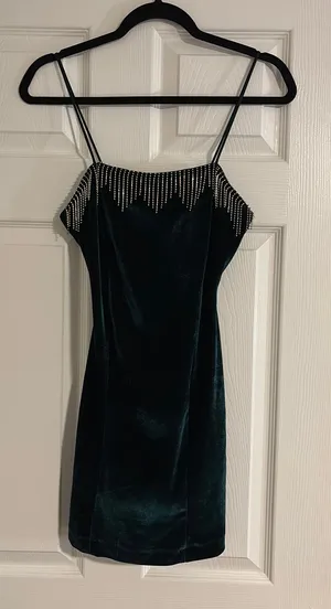 ZARA Green Velvet Mini dress thumbnail 1
