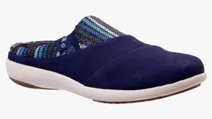 Spenco‎ Orthotic Nubuck Mules Siesta Nuevo Stripe Navy - 9 Wide B22A thumbnail 1