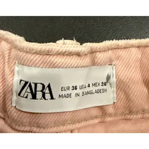 Zara Womens Size 4 Pink Mid‎ Rise Button Fly Denim Jean Shorts Boho Festival thumbnail 3