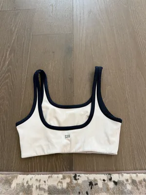 Splits59 White & Navy Blue Sports Bra thumbnail 2