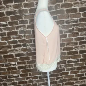 Liberty Love Spaghetti Tank Top Women’s Medium Pink White Lace 100% Polyester thumbnail 5
