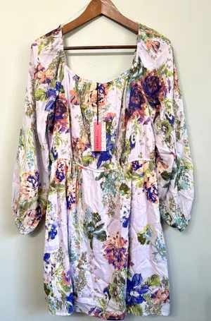 ANDREE BY UNIT Dress Size M Floral‎ Print Long Sleeve Mini Lavender thumbnail 1