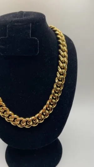 Miami Cuban Chain 14mm 22 Inch Real Gold Mens Plated Stainless Steel Solid thumbnail 2