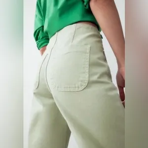 Zara Light Green High Rise Wide Leg Cropped Jeans Size 4 thumbnail 3