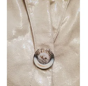 Lafayette 148 Jacket Womens 10 Beige Leather Single‎ Breasted Blazer VTG … thumbnail 4