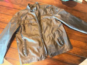 Wilsons Leather Black Faux Leather Jacket Men’s Large Vegan Leather Zip Biker Coat thumbnail 1