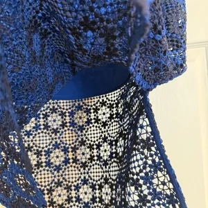 Sandro Paris‎ Lagon Skirt Royal Blue Size 3 (30” Waist) Lace Crochet Overlay thumbnail 4