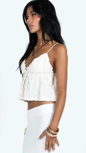 PRINCESS POLLY Kellan Cami Crop Top in Cream thumbnail 2