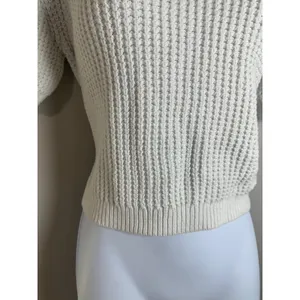French‎ Connection Lune Mozart Waffle Jumper Cream Short Puff Sleeve Cotton M thumbnail 5
