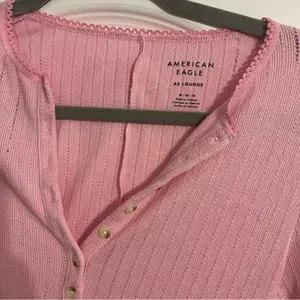American Eagle Outfitters Pink Long Sleeve Henley Top thumbnail 3