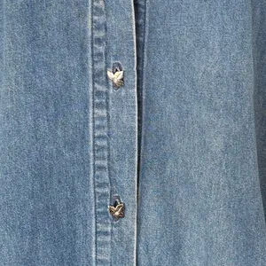 Vintage fall‎ Denim Shirt Large – Studded Leaf Embroidery 90s Style thumbnail 6