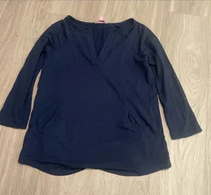 Lilly Pulitzer Navy V-Notch Pullover Top thumbnail 1