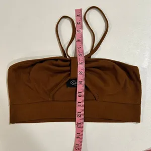Cider Brown Ribbed Cutout Crop Top Size Small Minimalist Y2K Stretch thumbnail 5