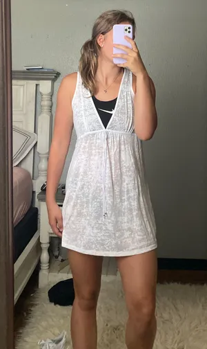 white bikini cover up dress thumbnail 1