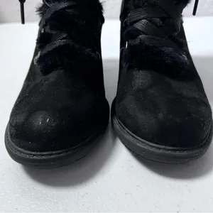 A New Day Larina Black Faux Fur Heeled Ankle Boots thumbnail 3