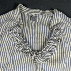 Aerie Tunic Blouse Womens Large Blue White Stripe Ruffle V Neck 3/4 Sleeve thumbnail 3
