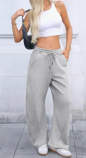 Elleven Light Heather Grey Barrel Leg Sweatpants, Size M thumbnail 1