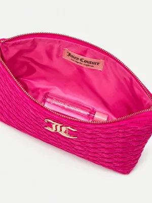 Juicy Couture Hot Pink Quilted Cosmetic Clutch Travel Bottle NWT thumbnail 5