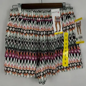 Wildfox Women Pull-On Shorts Sz S Orange Multicolor Relaxed Fit Pockets thumbnail 1