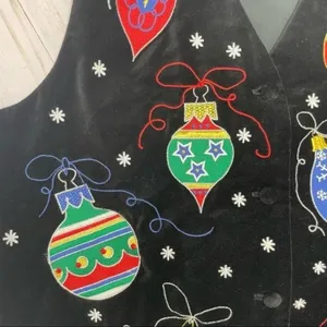 Vintage westbound beaded embroidered ugly Christmas sweater vest ornaments m thumbnail 4