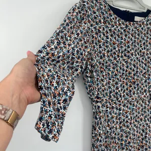 Loft Ditsy Floral Midi Dress Sz 4 Cottagecore Boho Fall Artsy Office 3/4 Sleeve thumbnail 4