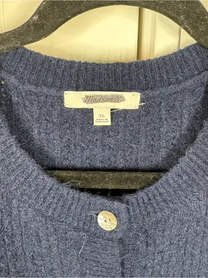 Madewell CloudSoft Cardigan juniper berry Blue Button Sweater‎ NY439 90s Y2K XL thumbnail 3